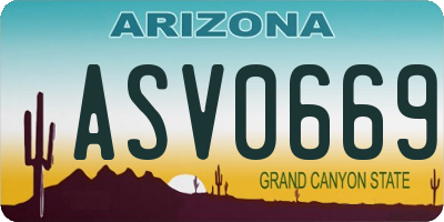 AZ license plate ASV0669