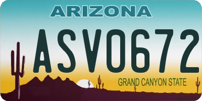 AZ license plate ASV0672