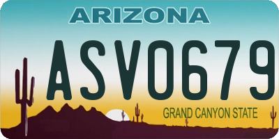 AZ license plate ASV0679