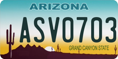 AZ license plate ASV0703