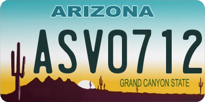 AZ license plate ASV0712