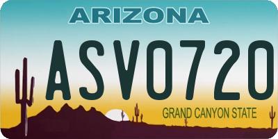 AZ license plate ASV0720
