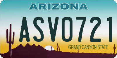 AZ license plate ASV0721