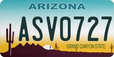 AZ license plate ASV0727