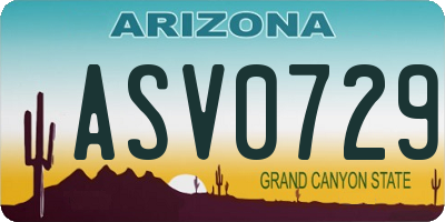 AZ license plate ASV0729