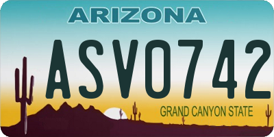 AZ license plate ASV0742