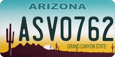 AZ license plate ASV0762