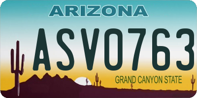 AZ license plate ASV0763