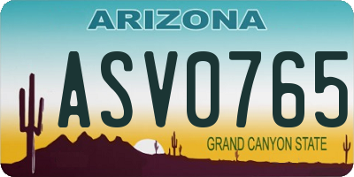 AZ license plate ASV0765