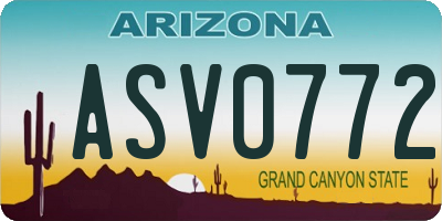 AZ license plate ASV0772