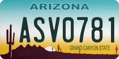 AZ license plate ASV0781