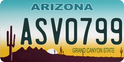 AZ license plate ASV0799