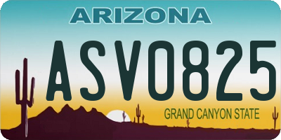 AZ license plate ASV0825
