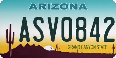 AZ license plate ASV0842