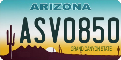 AZ license plate ASV0850