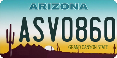 AZ license plate ASV0860