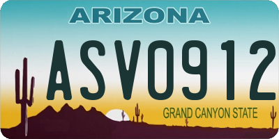 AZ license plate ASV0912