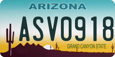 AZ license plate ASV0918