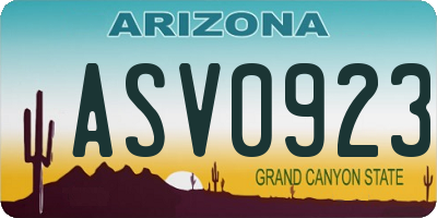 AZ license plate ASV0923