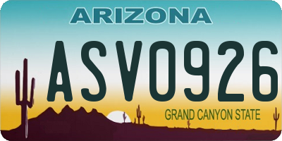 AZ license plate ASV0926