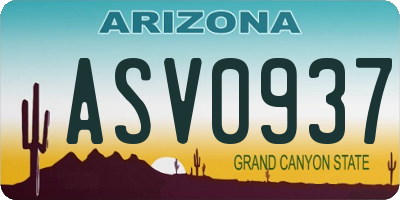 AZ license plate ASV0937