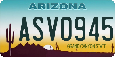 AZ license plate ASV0945