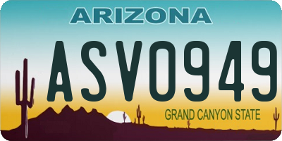AZ license plate ASV0949