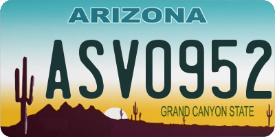 AZ license plate ASV0952