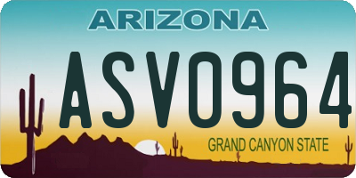 AZ license plate ASV0964