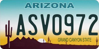 AZ license plate ASV0972