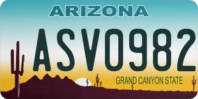 AZ license plate ASV0982