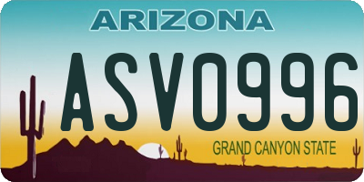 AZ license plate ASV0996