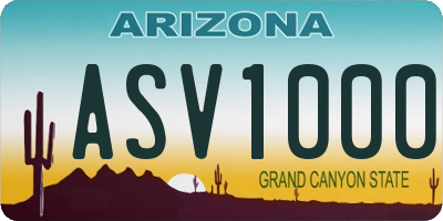 AZ license plate ASV1000