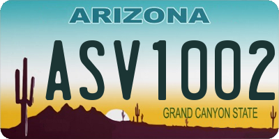 AZ license plate ASV1002