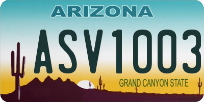 AZ license plate ASV1003
