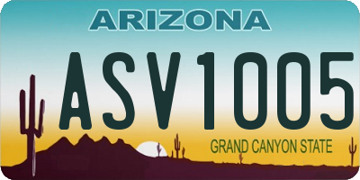 AZ license plate ASV1005