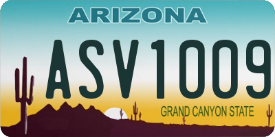 AZ license plate ASV1009