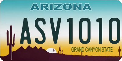 AZ license plate ASV1010