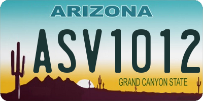 AZ license plate ASV1012