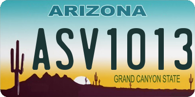AZ license plate ASV1013