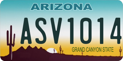 AZ license plate ASV1014