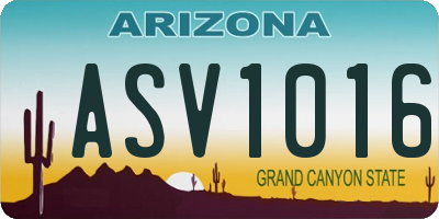 AZ license plate ASV1016