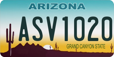 AZ license plate ASV1020