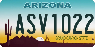 AZ license plate ASV1022
