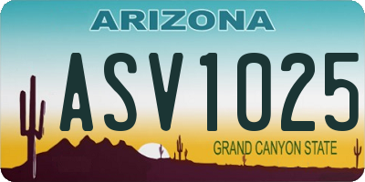 AZ license plate ASV1025