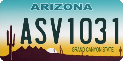 AZ license plate ASV1031