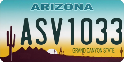AZ license plate ASV1033