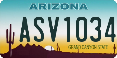 AZ license plate ASV1034