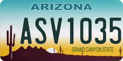 AZ license plate ASV1035