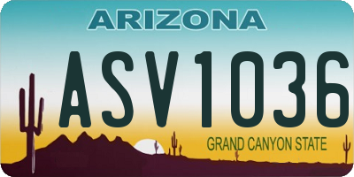 AZ license plate ASV1036